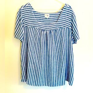 Terra & Sky blue and white striped top